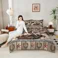 thumbnail image 4 of Manfei Western Texas Stars Bedding Sets King with Comforter, Brown Cow Print Comforter Sets King Size, Horse Shose Reversible Down Comforter, Microfiber Bedroom Decoration, 3pcs, 4 of 8