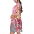 thumbnail image 2 of Naloa Abstract Pink Gold Splash Print Womens Summer A-Line Dress with Pockets,Short Sleeve Dresses,Flowy Beach Swing Dress for Vacation Travel, 2 of 6