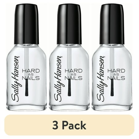 (3 pack) Sally Hansen Hard as Nails Nail Polish, Crystal Clear, 0.45 oz, No Chipping or Splitting