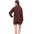 thumbnail image 3 of Bimba Women Red Shirt And Shorts 2 Pcs Set Check Print Full Sleeve Nightwear - 26, 3 of 5