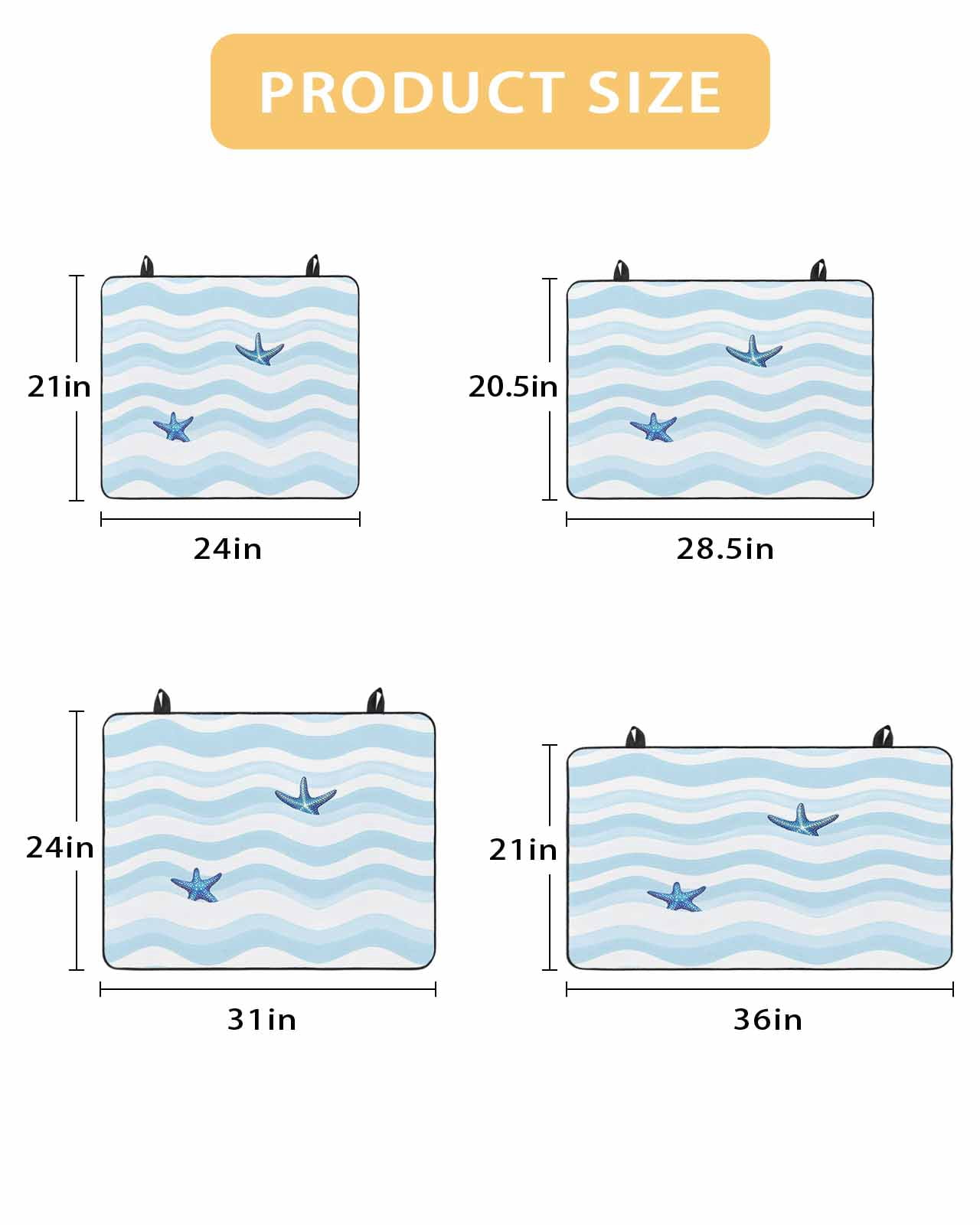 nqOlkjepod Large Induction Cooktop Protector Mat 36"x21", Blue White Striped Stove Top Covers for Electric Stove, Starfish Coastal Waves Decorative Stove Burner Cover Mats, Glass Top Stove Cover