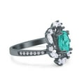 thumbnail image 2 of Oval Vintage Art Deco Ring Black Tone Paraiba Tourmaline CZ 925 Sterling Silver Size 6, 2 of 6