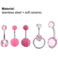 thumbnail image 7 of jiaroswwei 5Pcs/Set Women Navel Rings Geometric Decorative Cubic Zirconia Belly Button Bar Rings Body Piercing Jewelry for Beach, 7 of 7