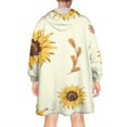 thumbnail image 2 of Yellow Small Flower Sunflower Pattern Wearable Oversized Blanket,Wearable Blanket Hoodie for Adults,Cozy Hooded Blankets with Super Pockets,Super Warm Fuzzy Pullover for Women & Men, 2 of 6