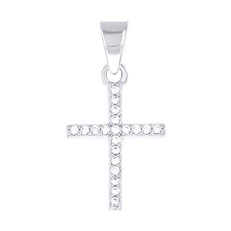 925 Sterling Silver Unisex Cubic-zirconia Cross Religious Pendant Pendant Necklace for Men Women