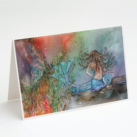 Brunette Mermaid Water Fantasy Greeting Cards and Envelopes Pack of 8