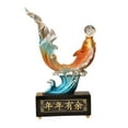 thumbnail image 2 of kowaku Feng Shui Carp Sculpture Decorative Statue Resin with Waves Gift Carp Ornament Feng Shui Chinese Carp for Office Living Room, 2 of 9