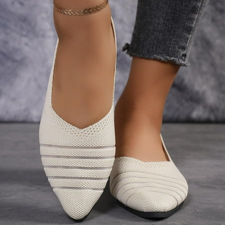 Flats for Women Comfortable Solid Color Soft Flats Square Toe Ballet Shoes Dressy Slip-ons Loafers White 7