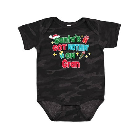 

Inktastic Santa s Got Nothin on Gran with Christmas Presents Gift Baby Boy or Baby Girl Bodysuit