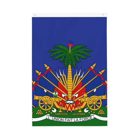 Flag 2x3ft Coat Arms Of Haiti Double Printed Flag Banner Tapestry Dorm Room Home College Decor