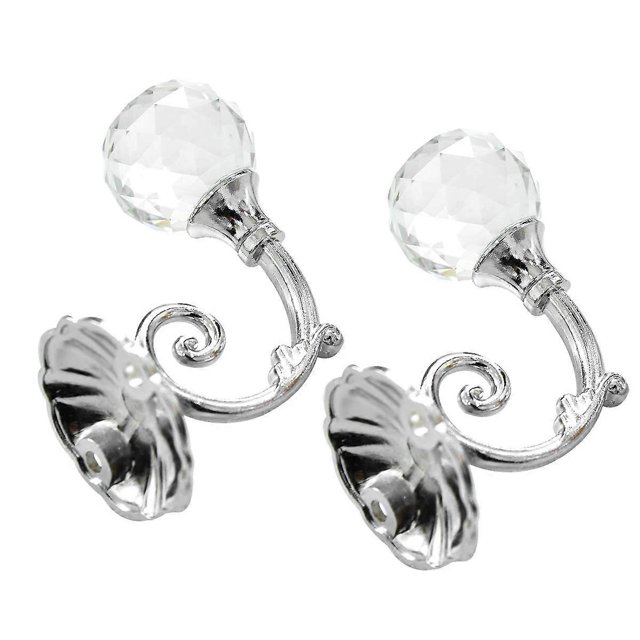 2pcs Vintage High-Grade Zinc Alloy Artificial Crystal Wall Tieback Curtain Hook Towel Hanger for Cloth-hat Hook(Silver Grey)