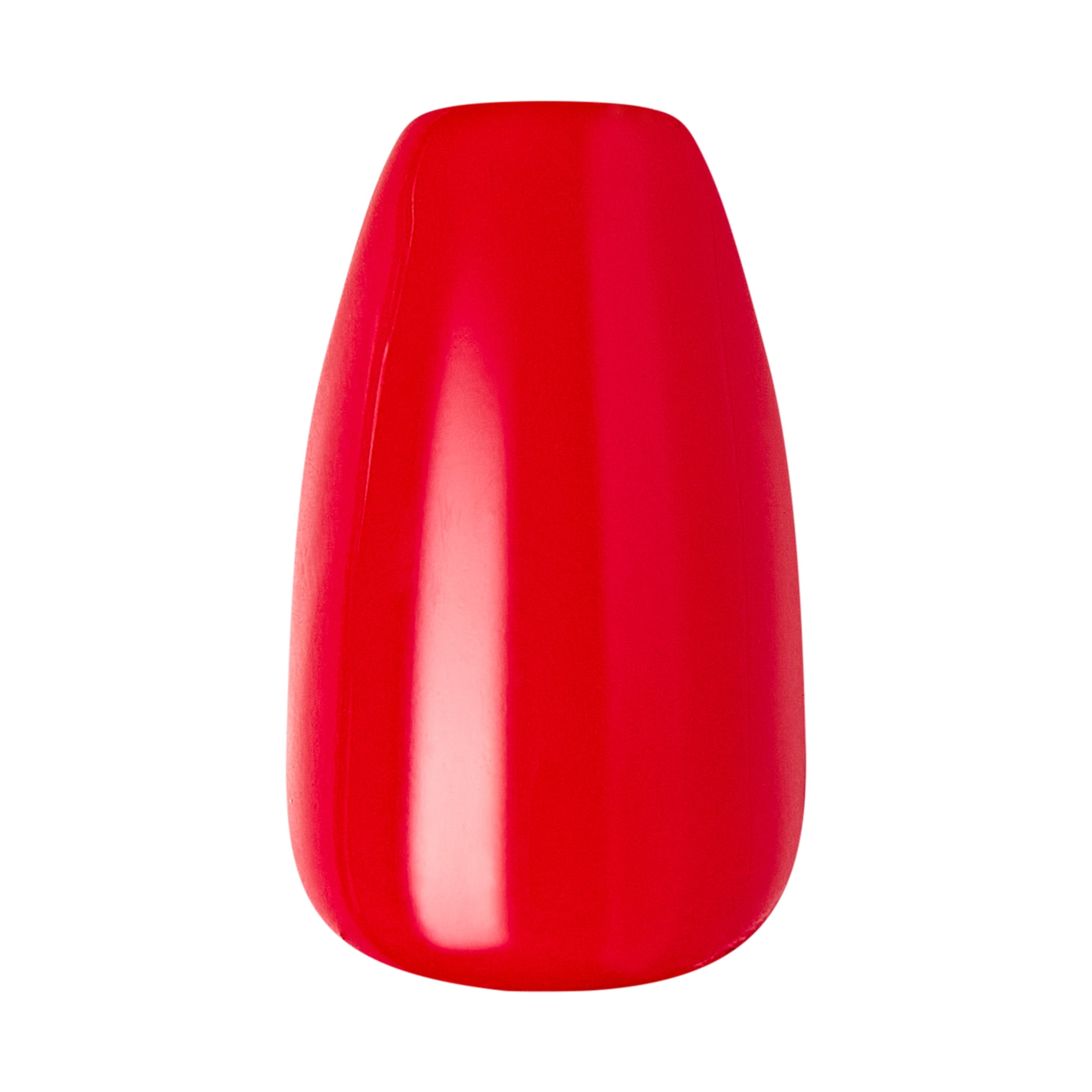 KISS imPRESS Color Long-Lasting Medium Coffin Press-On Nails, Solid Red, 30 Pieces