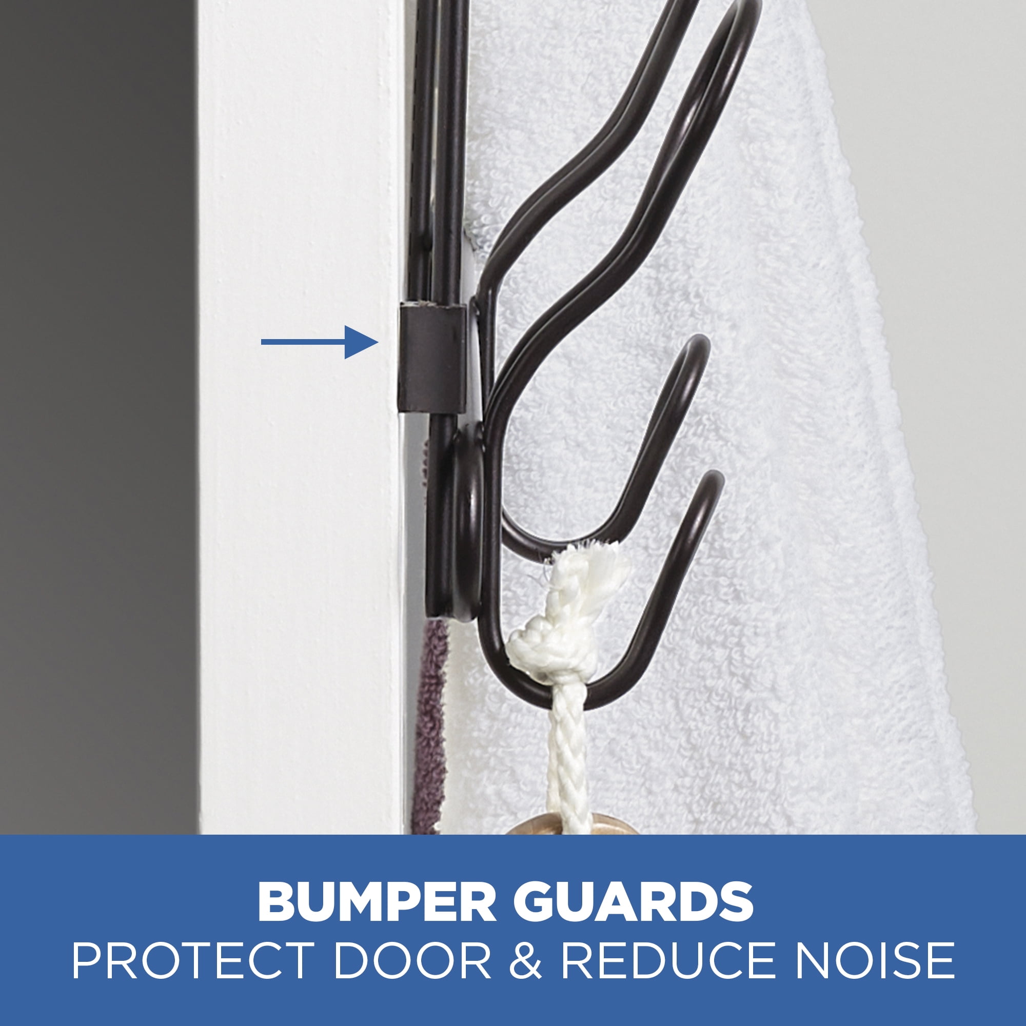 Mainstays SnugFit 6-Hook Over-the-Door Towel and Robe Rack, Oil-Rubbed Bronze