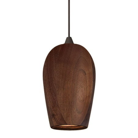 Walnut Finish Pendants - Fredrick Ramond FR35009 1 Light Mini Solid Walnut LED Pendant with Bronze finish canopy from the Loft Collection