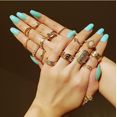 thumbnail image 1 of Juego de 59 anillos para nudillos vintage, anillos apilables para dedos, anillos Midi para mujer, flores talladas huecas bohemias, anillos de oro y plata, anillos de unión de cristal con bolsa de almacenamiento ZefeiWu 1327533429849, 1 of 1