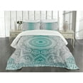 thumbnail image 3 of Ambesonne Grey and Teal Quilted Bedspread Set 3 Pcs, Mandala Occult Motif, Queen Size, Teal Grey, 3 of 5
