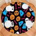 thumbnail image 2 of Happy Halloween Round Table Cloth with Elastic Edge Waterproof Spillproof Horror Pumpkin Ghost Tablecolths Table Cloths for Halloween Background Indoor and Outdoor Birthday (52in), 2 of 7