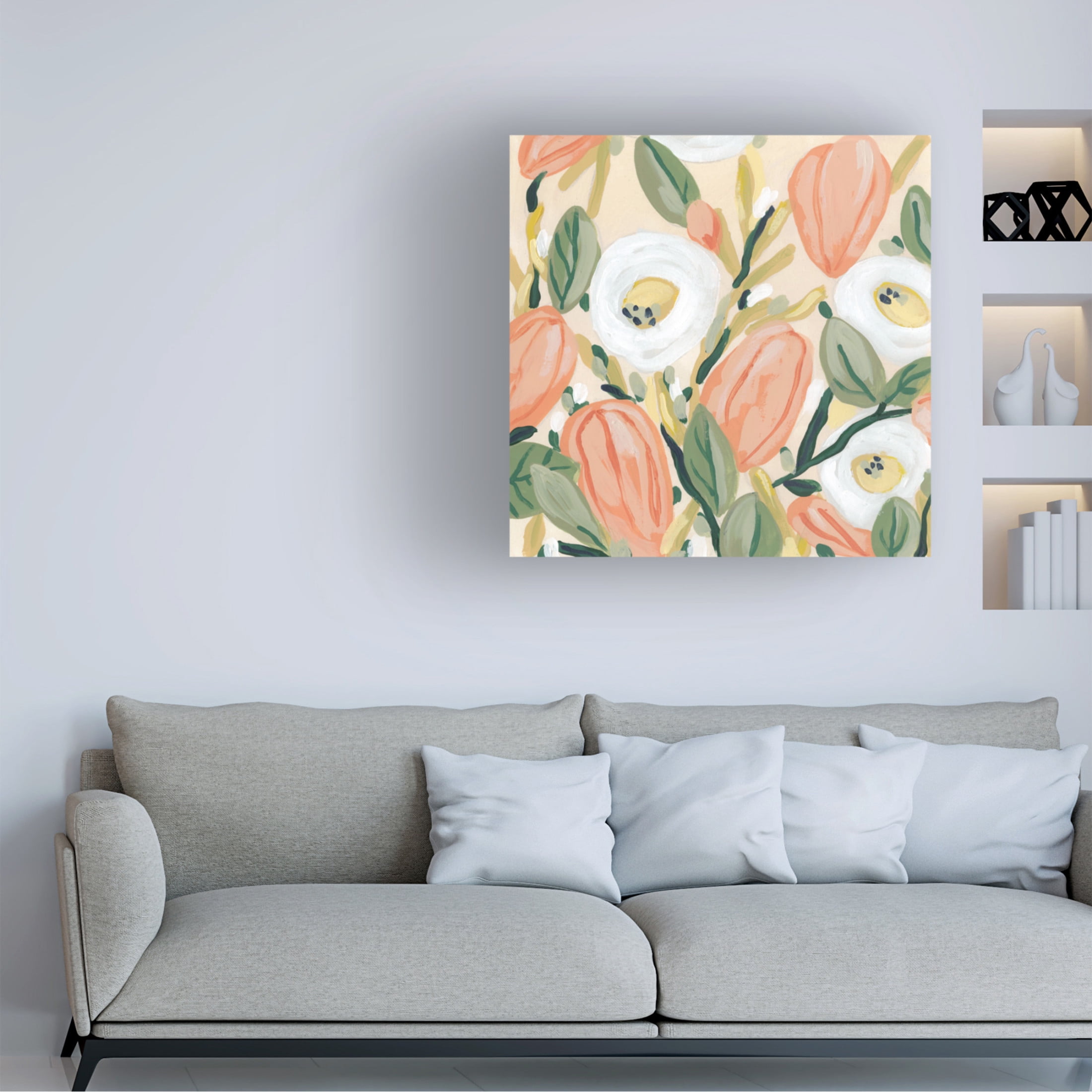 Canvas Wall Art - June Erica Vess 'Gleeful Garden II' Wall Art for Living Room, Bedroom, or Office Décor by Trademark Fine Art - 35 x 35 Inches