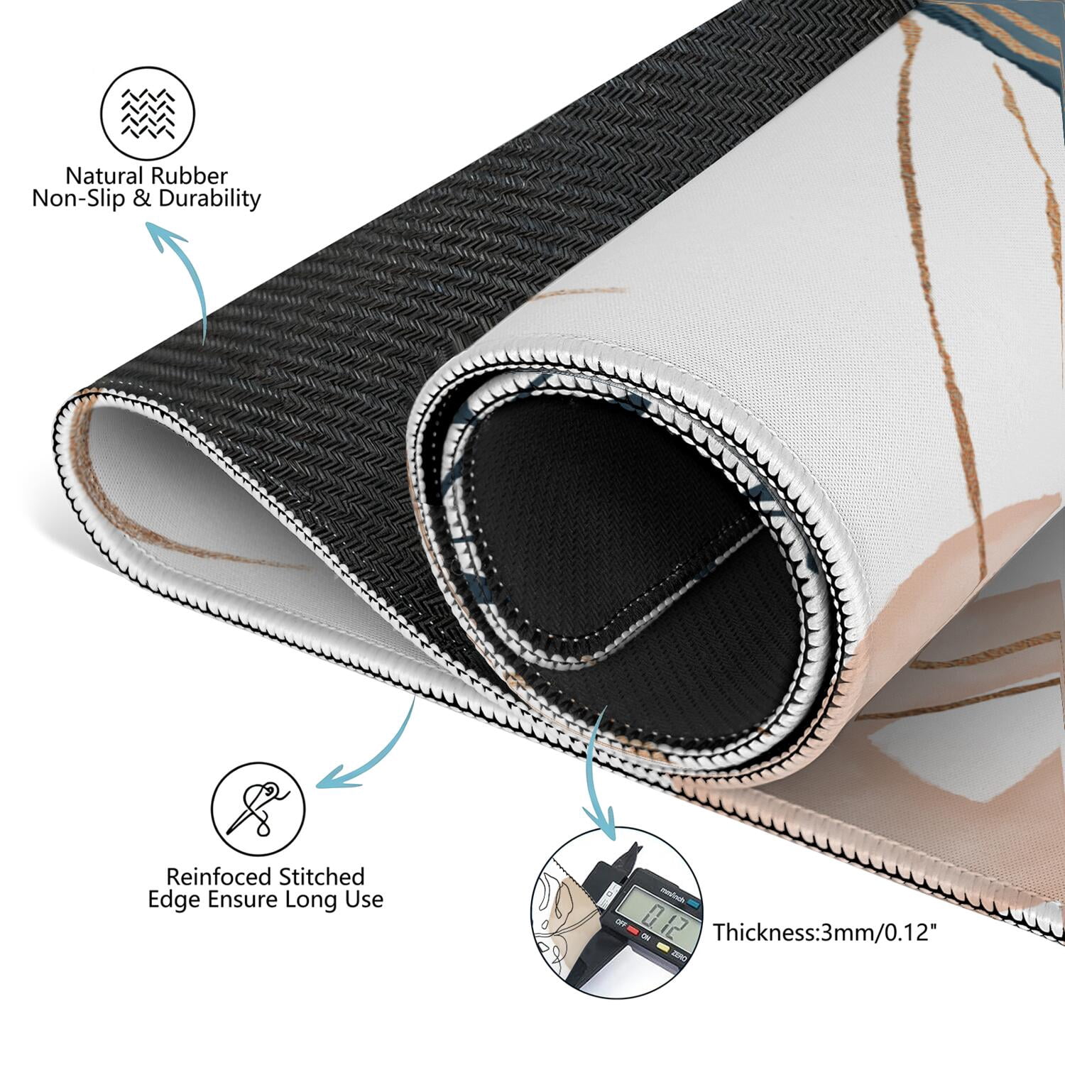 Premium Boho Design Non-Slip Playing Mat for Game Nights 31.5x31.5 Inch Rubber Mahjong Surface with Quiet Features for Card Games and Board Games