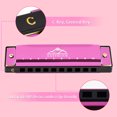 thumbnail image 2 of EASTROCK 10 Holes Key of C Blues Harmonica for Beginner Students Professional Metal Blues Harp Mouth Organ with Case Pink, 2 of 6