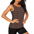 thumbnail image 2 of Fotbe Brown Gold Grid Blusas Sin Mangas para Mujer – Estilo Casual, Corte Suelto, Slim-Fit, Cuello Redondo Deportivo, Tops de Verano para Gimnasio y Yoga-X-Large, 2 of 7