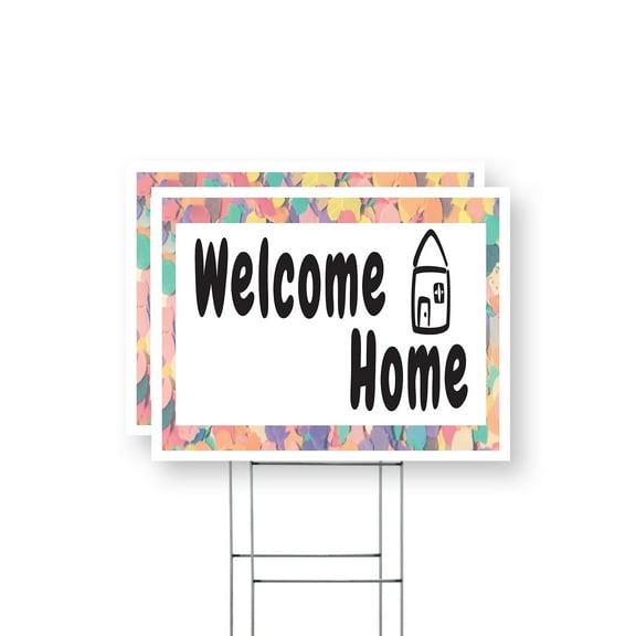 Welcome Home Yard Sign 2 Pack of 12 Inch x 16 Inch Single Sided Weatherproof Heavy-Duty Plastic with Stake | Family Messaging, Bold Display, Durable Design | Made in USA