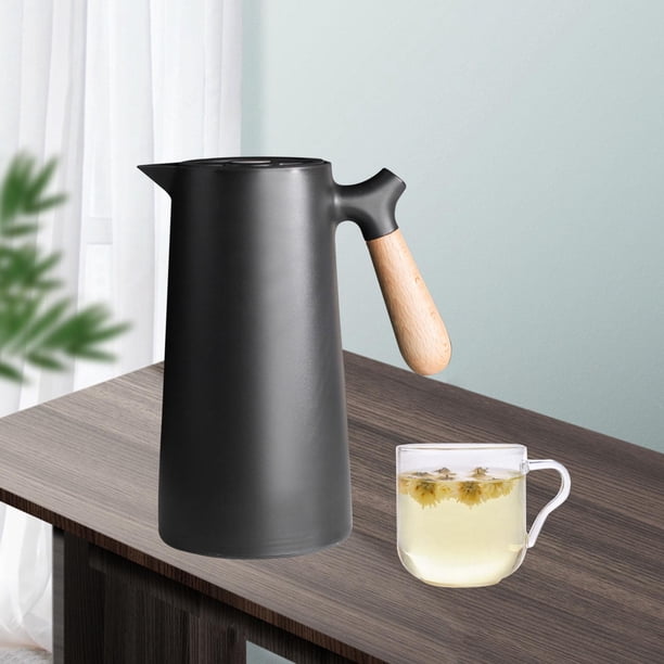 Jarra de de doble pared, termo aislado al vacío, retención las 24 tiempo tiempo de tiempo de tiempo de con tapa, de , botella calentadora de agua de 1 l Negro perfecl hervidor de aislamiento térmico