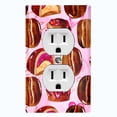 thumbnail image 1 of Metal Light Switch Wall Plate Outlet Cover (Coffee Mocha Candy Bean Toffee Swirl Pink Heart - Single Duplex), 1 of 2