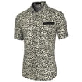 thumbnail image 3 of MODA NOVA Big & Tall Men's Contrast Pocket Short Sleeve Button Down Shirt Beige Black XL, 3 of 5