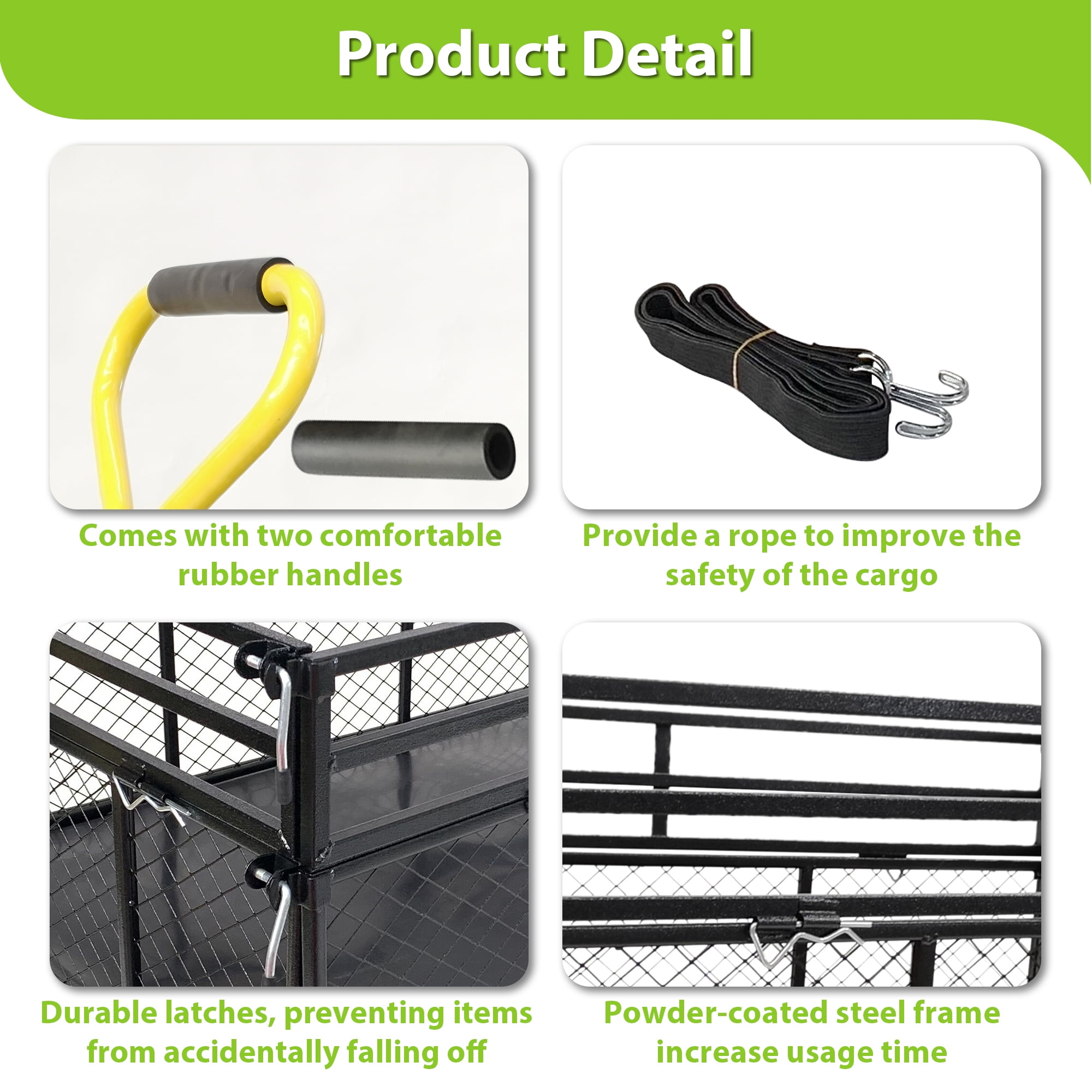 Heavy Duty Steel Garden Cart, 1400 lbs Capacity Utility Wagon, Removable Mesh Sides Convertible to Flatbed, 2-in-1 Handle & 16" Rubber Tires for Garden Farm Yard