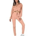 thumbnail image 2 of qolati Women's Two Piece Outfits Casual Zip Up Hooded Crop Tops and High Waist Skinny Pants Tracksuit Lounge Sets 2024 Long Sleeve Sweatsuit Y2k Fall Clothes, 2 of 7