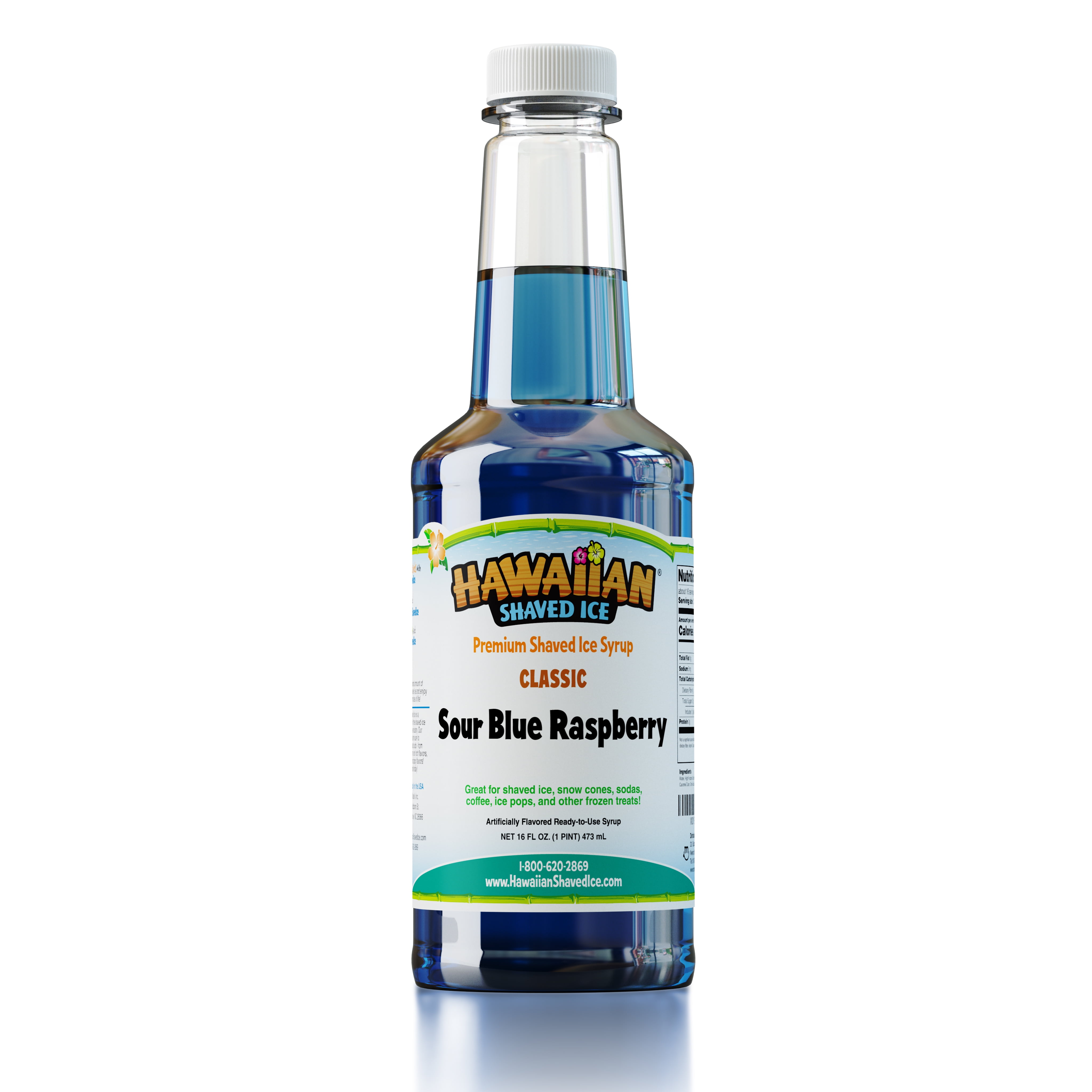 Hawaiian Shaved Ice Snow Cone Syrup - Sour Blue Raspberry (Pint)