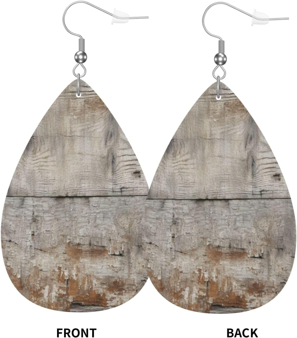 Weathered Wooden Pro Earrings suitable for Women PU Leather Dangle Earrings, Lightweight Leather Teardrop Dangly Ear Pendants Jewelry Gift[r637]