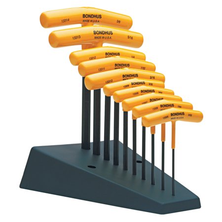 Bondhus T Handle Hex Tool Sets 10 per stand Hex Tip Inch