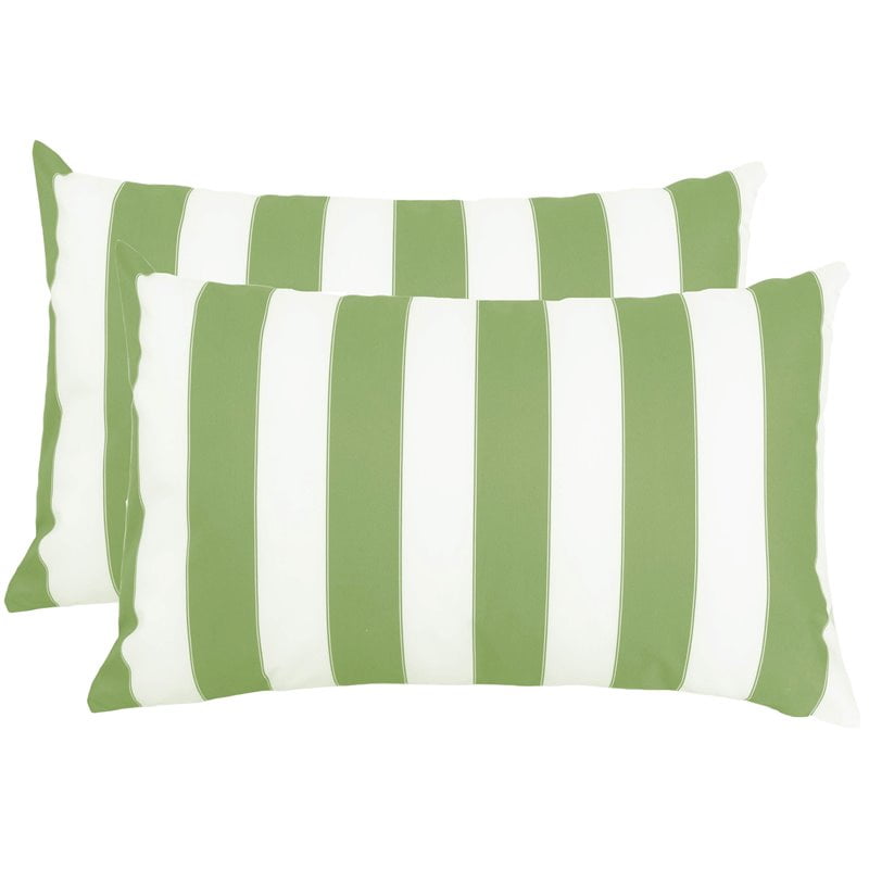 Homey Cozy Olivia 14x20" Stripe Fabric Outdoor Pillow in Lime Green