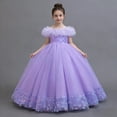 thumbnail image 2 of Makaor Flower Girl Dress Toddler Girls Ruched Bow Formal Dresses Mesh Off Shoulder Ball Gown Dress Empire Waist Maxi Birthday Party Dresses, 2 of 6