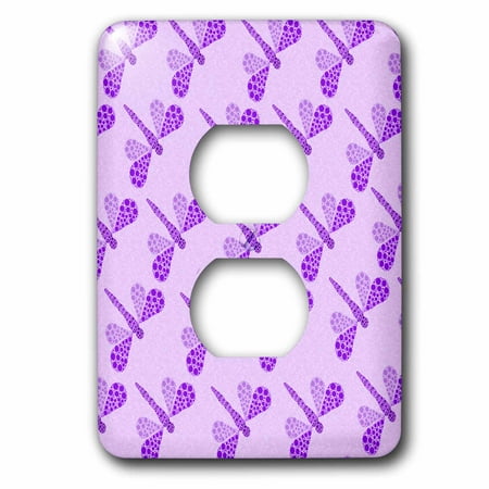 Pointillism Dragonfly Print - 3dRose Purple Pointillism Dragonfly Print - 2 Plug Outlet Cover (lsp_25381_6)