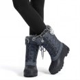 thumbnail image 7 of Pennysue Women's Mid-Calf Snow Boots Grey Grid Warm Faux Fur Lined Winter Boots Insulated 9M, 7 of 7