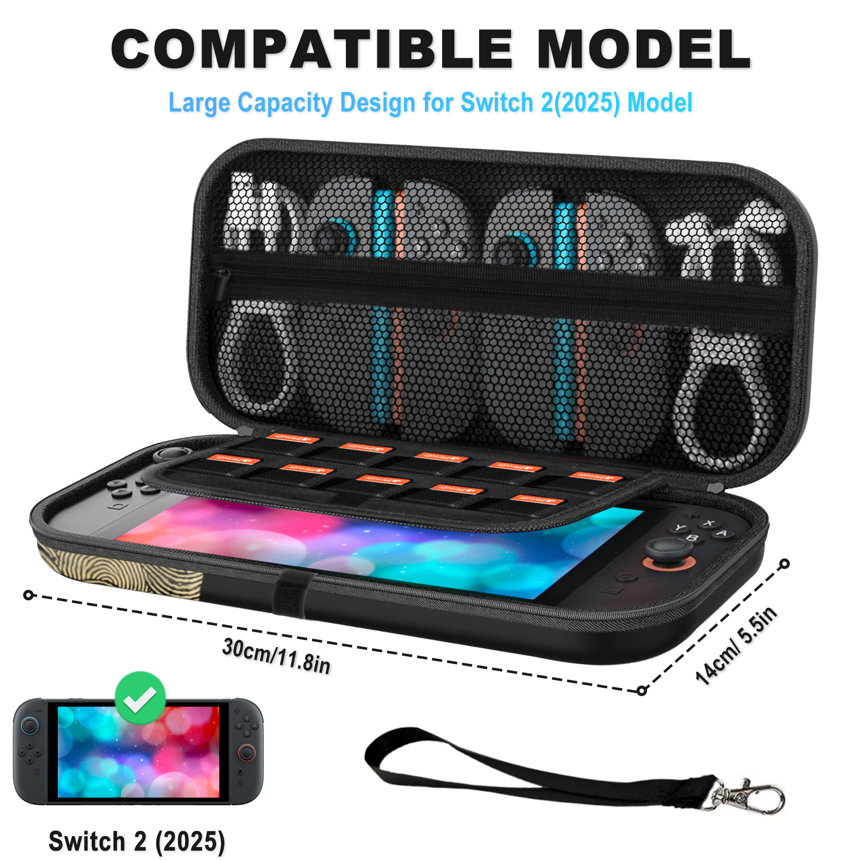 Carrying Case for Nintendo Switch 2 (2025), Zelda Switch Protective Bag with 10 Game Card Slots with Pockets, Accessories Storage, Black