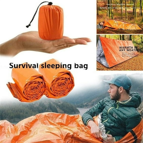 Nsxcdh Outdoor Emergency Sleeping Bag,Multi-functional Aluminum Film Thermal Insulation for Camping,Travel,First Aid,Compact