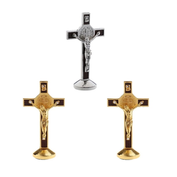 3 Piezas Crucifijo Jesucristo Cruz Estatua Estatuilla para Coche Hogar Capilla Decoración Yotijar Crucifijo Cruz