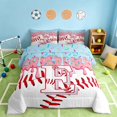 thumbnail image 2 of Manfei Girls Baseball King Size Comforter Sets, Cute Ice Cream Drip E Comforters King Size, Pink Light Blue E, Polka Dots Reversible 3-Piece 1 Comforter and 2 Pillowcases, 2 of 6