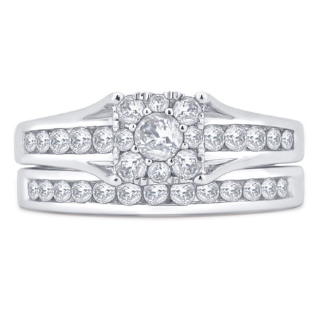 1 Carat T.w. Square Diamond 10kt White G