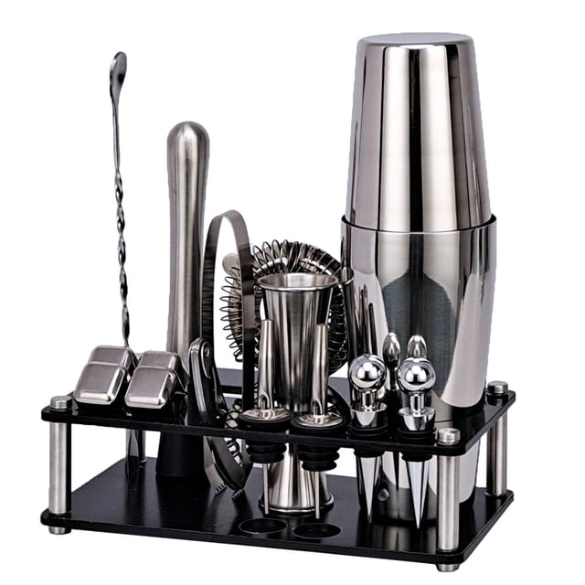 Amdohai CG1215 16PCS 304 Stainless Steel Cocktail Shaker Set Drink Making Tool Kit Birthday Gift