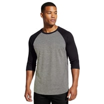 BELLA   CANVAS Men's Baseball T-Shirt, 3/4 Sleeve Raglan Tee, Soft Cotton Blend, Deep Heather/ Black, XL
