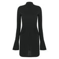 thumbnail image 5 of Doomiva Women's Long Sleeve Bodycon Zipper Back Mock Neck Mini Dress Clubwear Night Out Party Black M, 5 of 6
