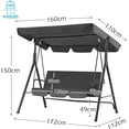 thumbnail image 2 of AECOJOY 3-Seat Patio Porch Swing, Adjustable Canopy & Removable Cushion, Grey, 2 of 8