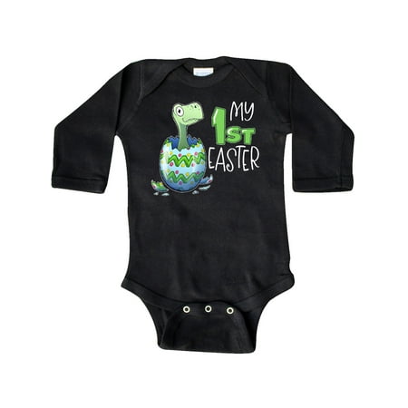 

Inktastic My 1st Easter Dinosaur Hatching Easter Egg Gift Baby Boy or Baby Girl Long Sleeve Bodysuit