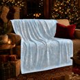 thumbnail image 3 of Blue Snowflake Winter Pattern, Festive Holiday Scene, Warm Flannel Blanket for Living Room and Family Room with Detailed Artwork, Art Lovers Housewarming Gift, Festive Home Decor, 3 of 9