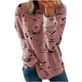 thumbnail image 2 of Tawop Womens Tshirts Long Sleeve O-Neck Print Long Sleeve Shirts for Women Pink 8, 2 of 8